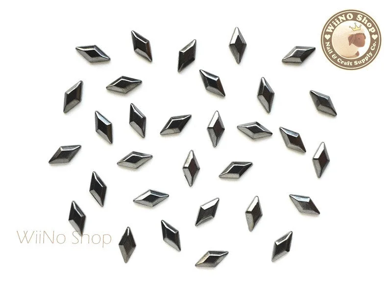 Glossy gel nail polish-4 x 8mm Gunmetal Diamond Shape Metal Studs - 25 pcs