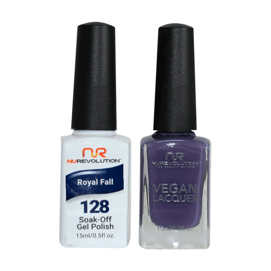 Metallic nail art toppers-NuRevolution Trio Duo Gel & Lacquer 128 Royal Fall