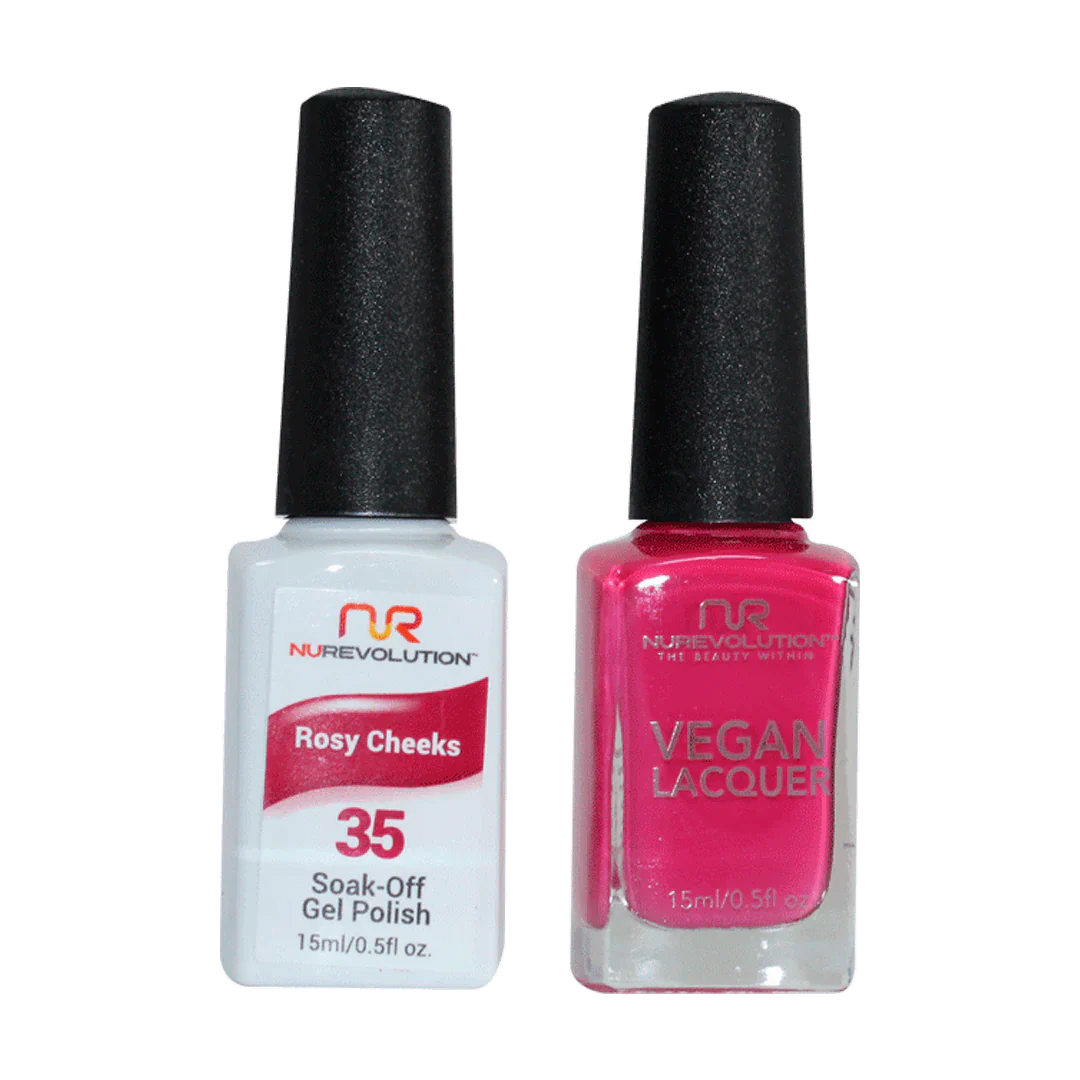 Protective nail top coat-NuRevolution Trio Duo Gel & Lacquer 035 Rosy Cheeks