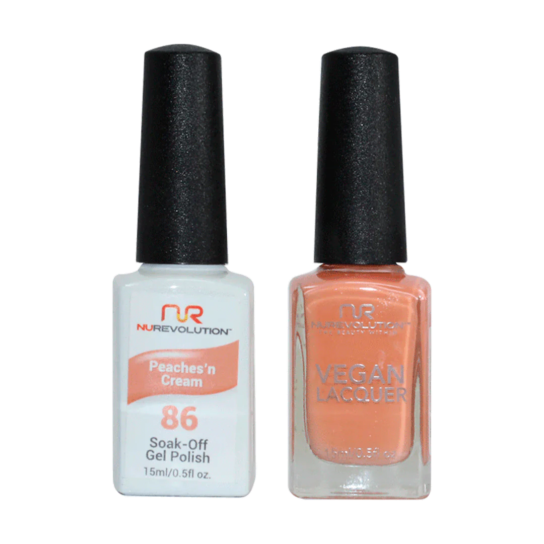 Professional nail acrylic sets-NuRevolution Trio Duo Gel & Lacquer 086 Peaches n' Cream