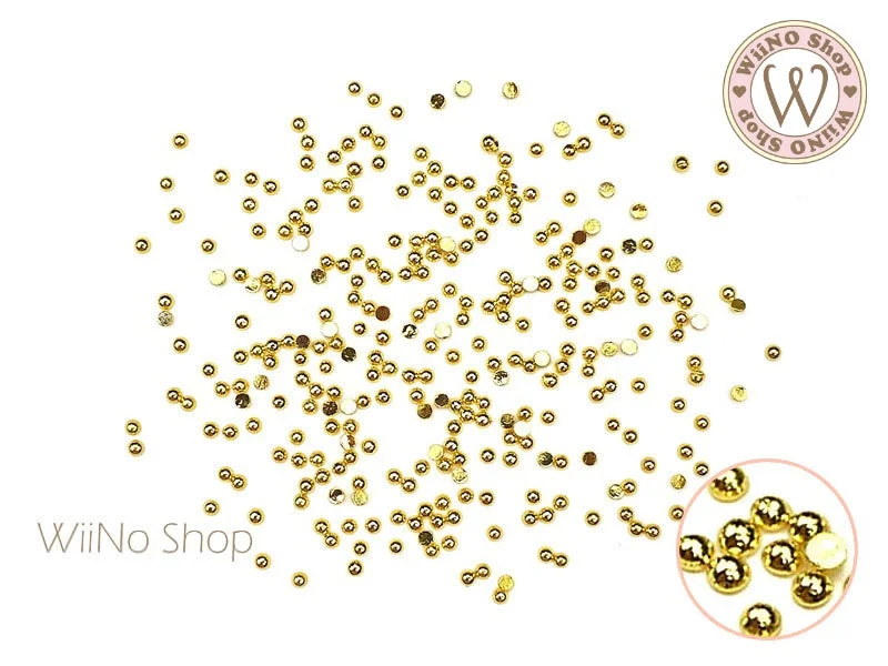 Eco-friendly nail varnish-Gold Half Round Flat Back Metal Studs (1/1.5/2/2.5mm)