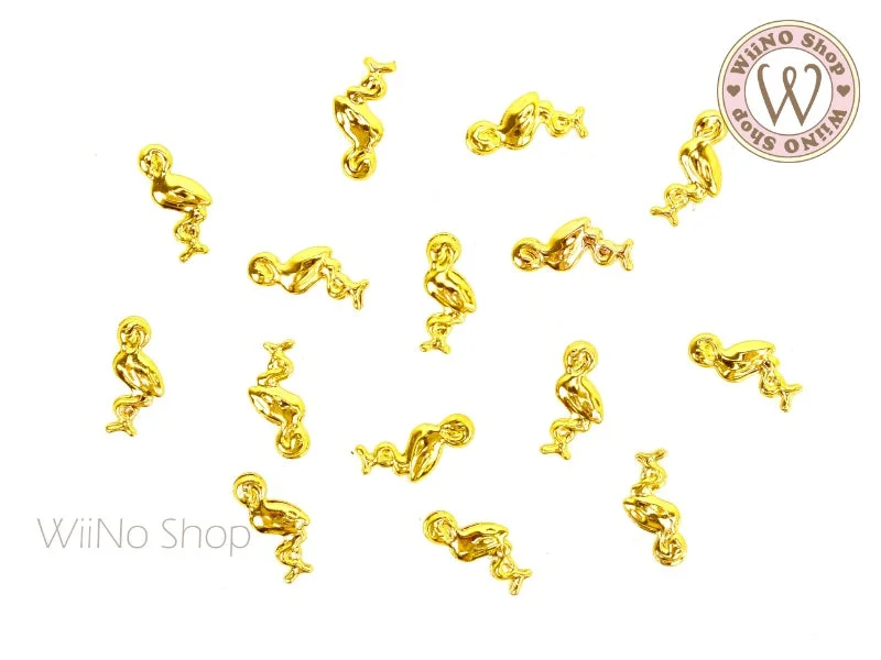 Strengthening nail gel polish-Gold Flamingo Metal Studs - 10 pcs