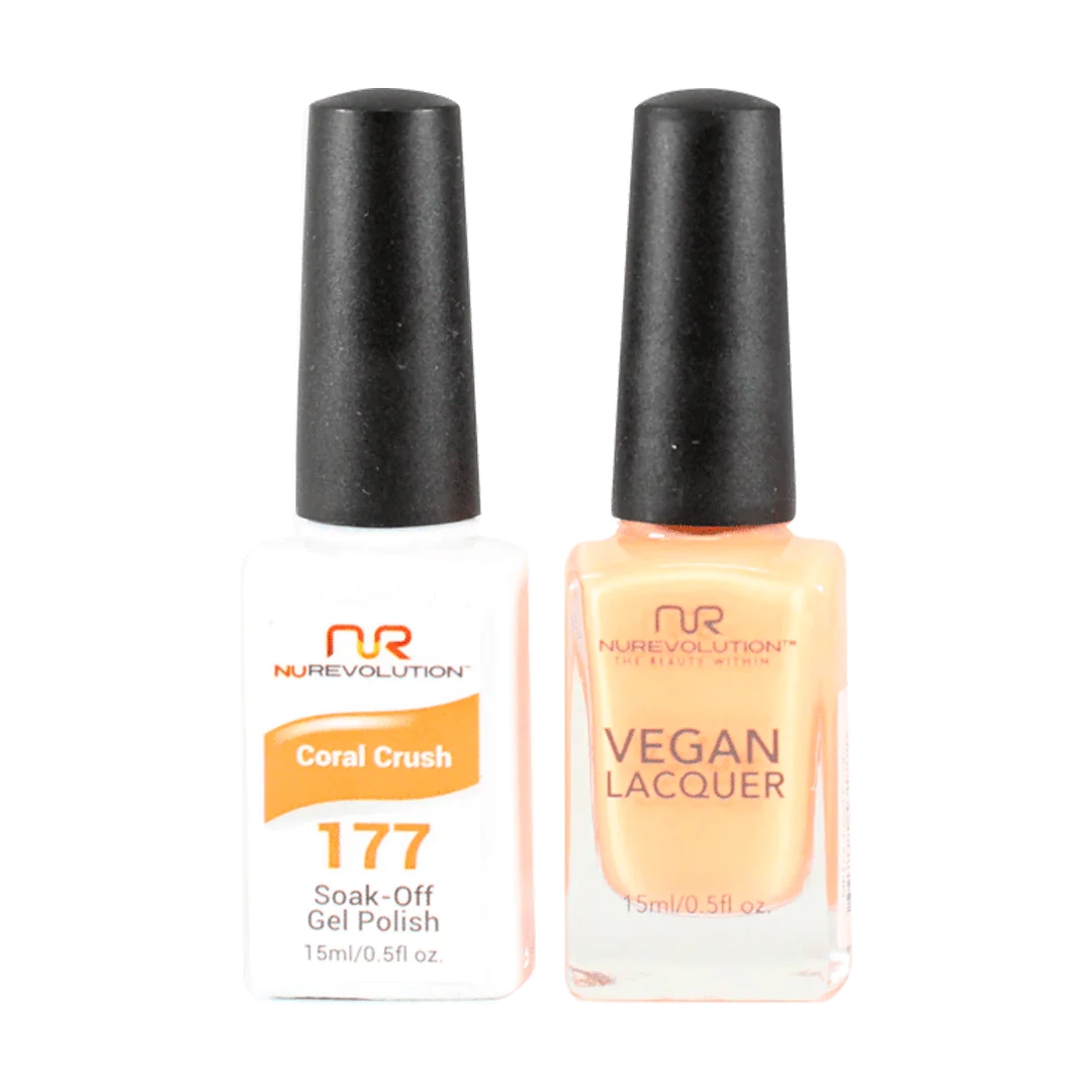 Bold nail polish colors-NuRevolution Trio Duo Gel & Lacquer 177 Coral Crush