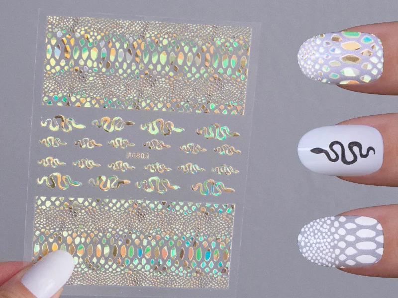 Acetone-free nail remover liquid-Snake Nail Stickers/  Python Skin texture Nails Self Adhesive Decals