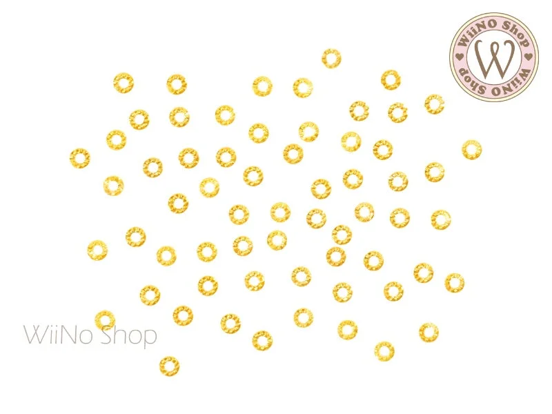 Easy-apply nail dip-2.5mm Gold Round Circle Dotted Frame Metal Studs - 10 pcs