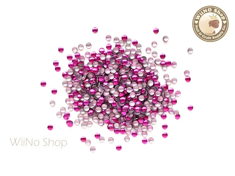 Ombre nail gel shades-2mm Hot Pink Round Metal Studs - 100 pcs