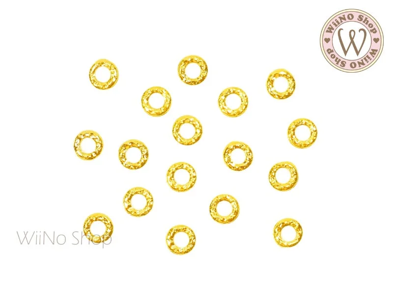 Bold nail polish colors-Gold Round Textured Frame Metal Studs - 10 pcs