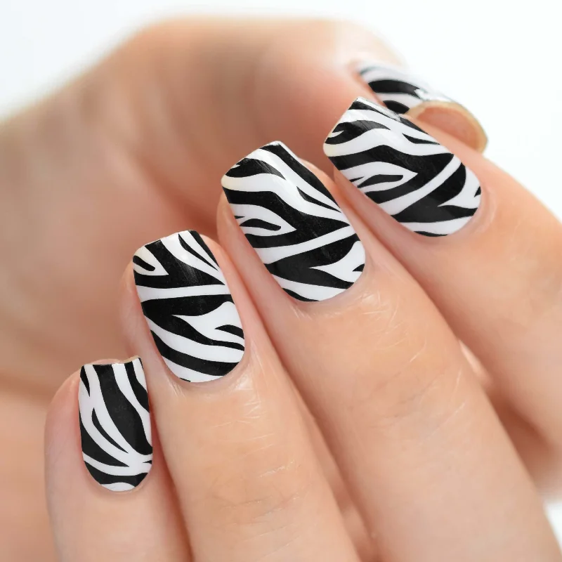 Salon-grade nail dip-Nail Polish Stickers Zebra