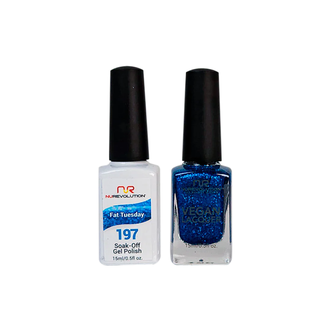 Two-tone nail polish kits-NuRevolution Trio Duo Gel & Lacquer 197 Fat Tuesday