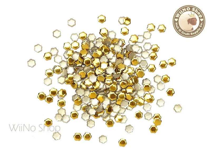 Strengthening nail varnish-4mm Gold Flower Metal Studs - 100 pcs