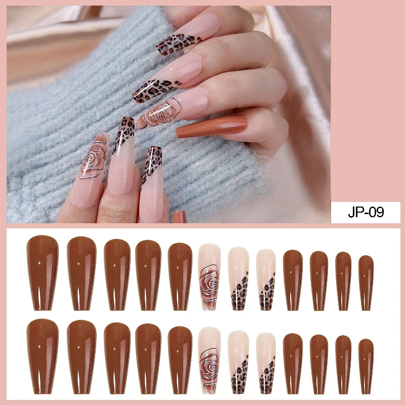 Glitter nail art accents-Wholesale Plastic Chocolate Color Leopard Print Nail Art