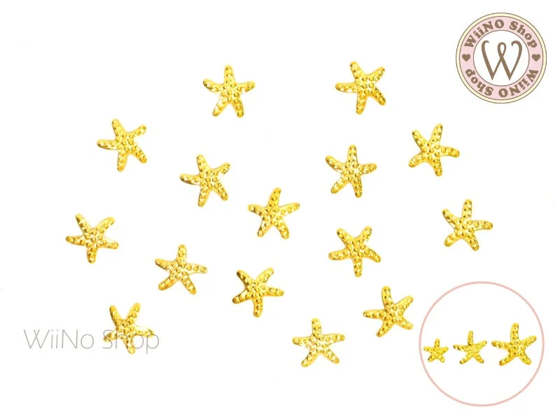 Water-based nail varnish-Gold Starfish Metal Studs - 10 pcs (3/5/6mm)