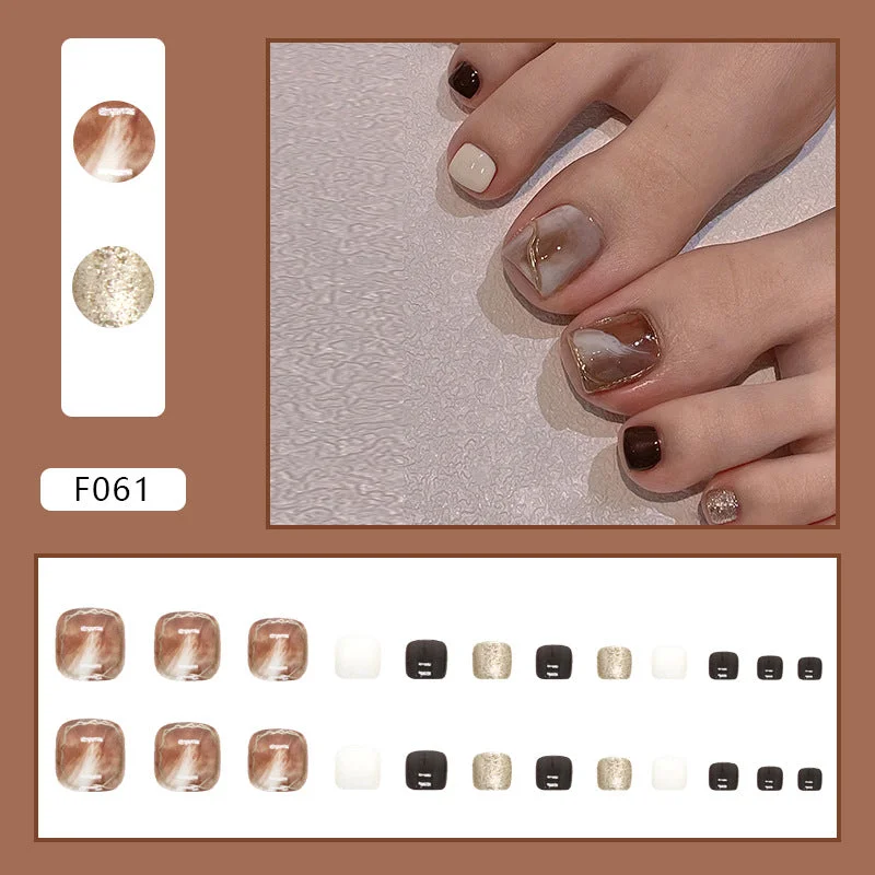 Holographic nail gel polish-Wholesale Marbled Amber Smudged Brown Feet Nail Stickers