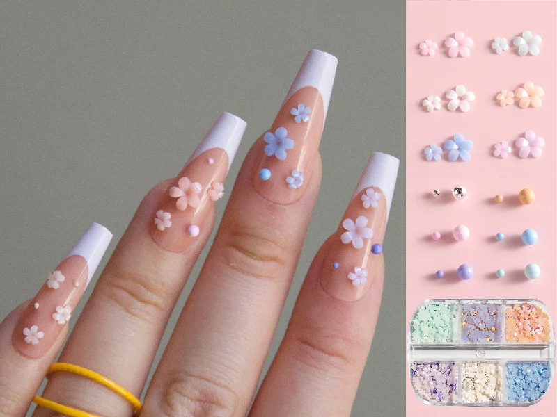 Ombre nail gel polish-3D Floral Nail Decal/ Pastel color Six Tik Tok Nail DIY charm for nail Gel Polish Acrylic Design