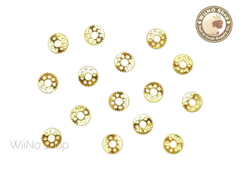 Diamond nail art decorations-Gold Gear Metal Decoration - 10 pcs