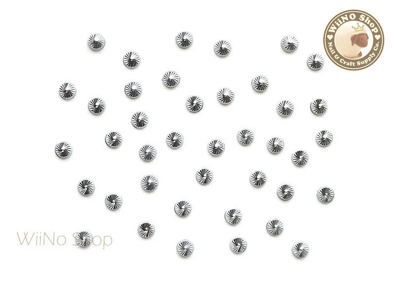 Travel-friendly nail case-3mm Silver Swirl Pattern Round Metal Studs  - 10 pcs