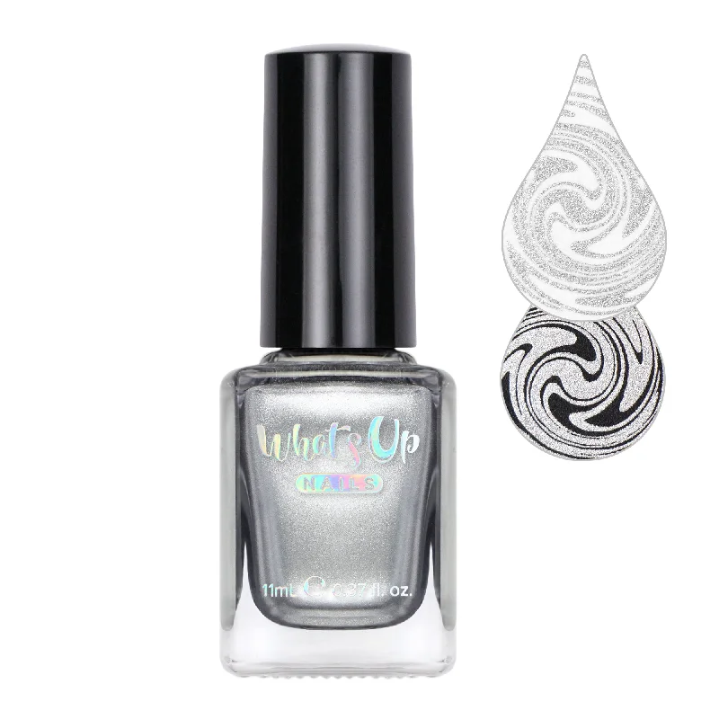 Multi-color nail gel polish-Whats Up Nails - Silver Ag-ent Stamping Polish