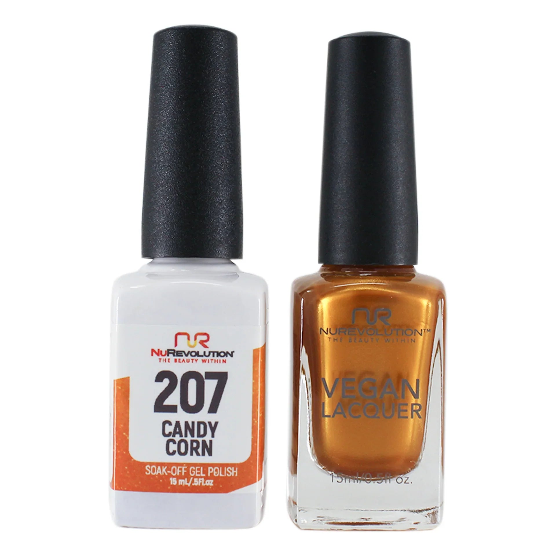 Matte nail varnish overlay-NuRevolution Trio Duo Gel & Lacquer 207 Candy Corn