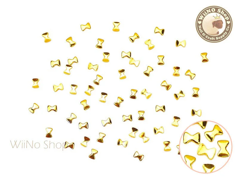 Scented nail varnish-2 x 3mm Gold Mini Bow Metal Studs - 25 pcs