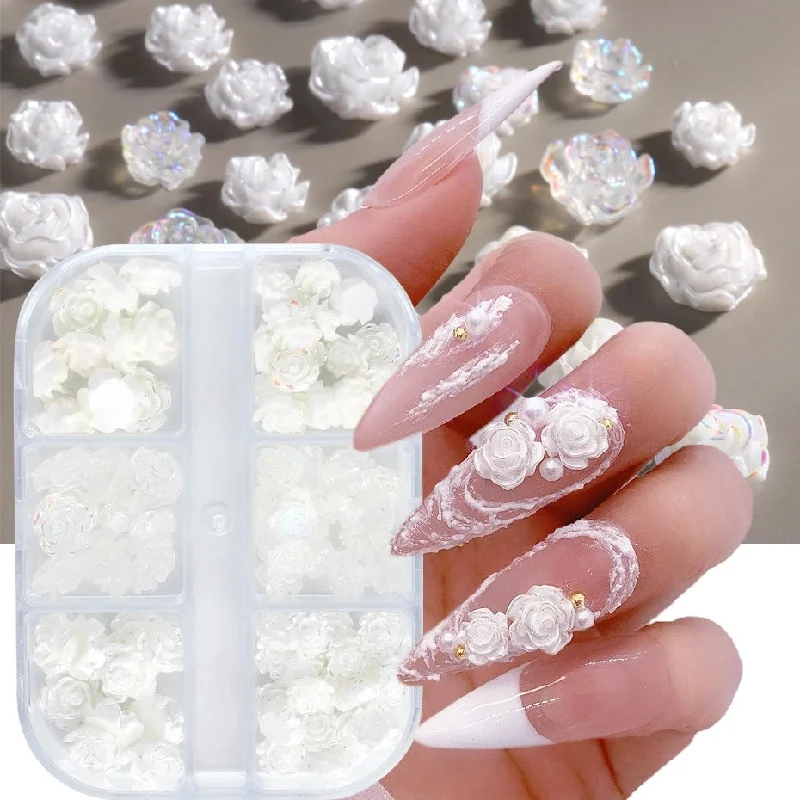 Rapid-dry nail sealant-Wholesale Rose Aurora Resin Nail Stickers